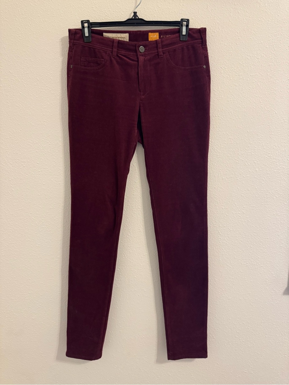 Pilcro Serif Corduroy Skinny Pants Burgundy Wine Size 28 Stretch